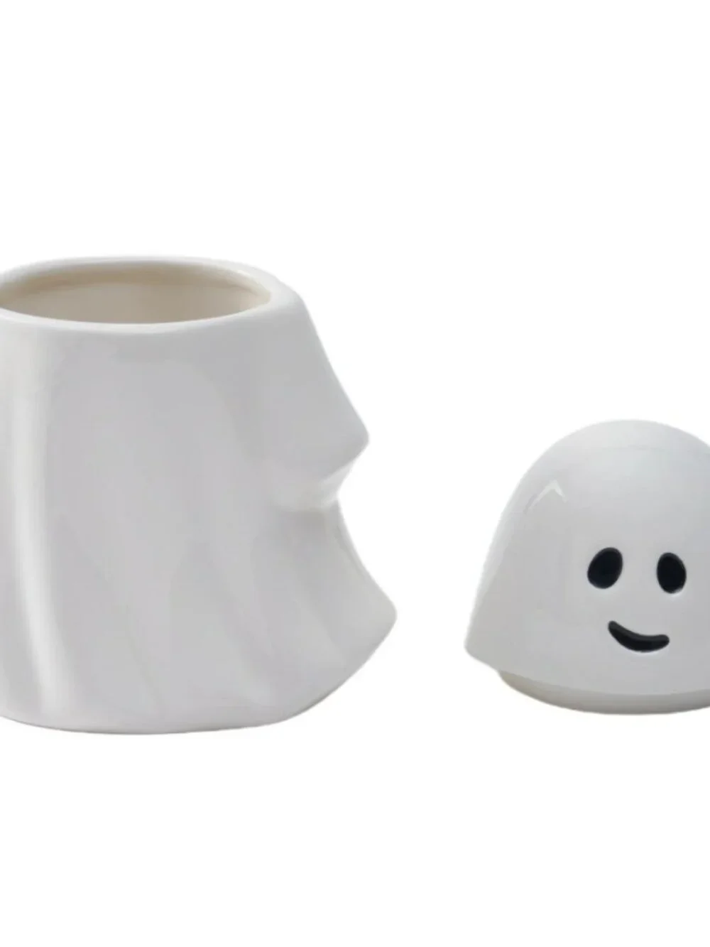 NEW Ceramic Ghost Cookie Jar Treat Food Storage Candy Kitchen Decor White Party